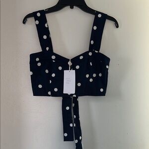New Zara polka dot Crop Top - Navy and White